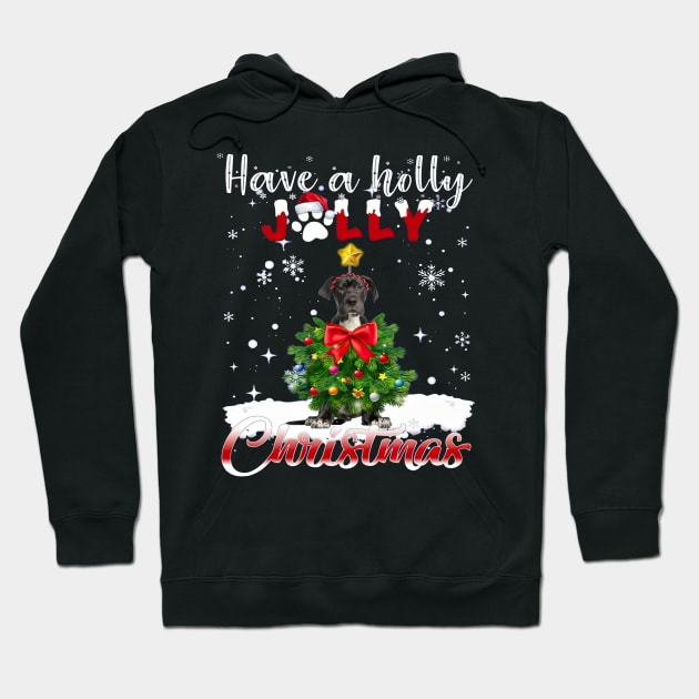 Have A Holly Jolly Christmas Great Dane Dog Xmas Tree Hoodie by cyberpunk art